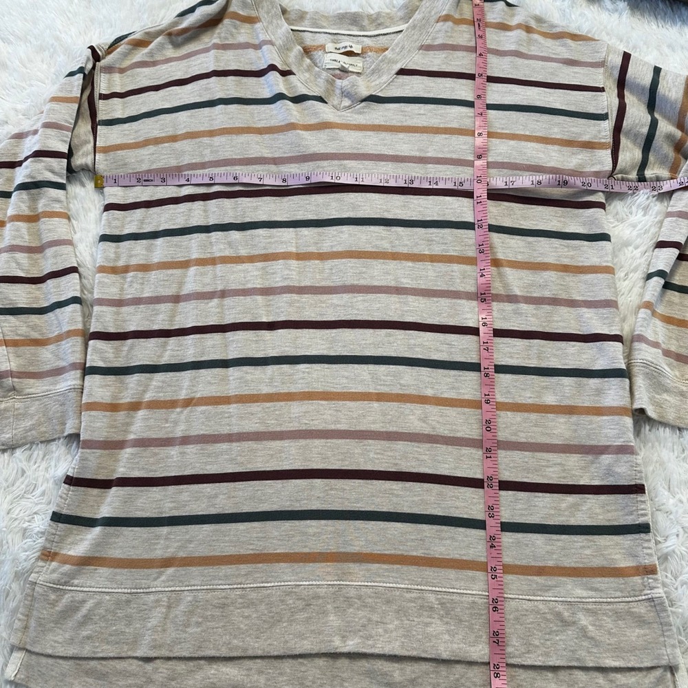 Anthropologie Thread Supply Striped V Neck Long Sleeve Tunic Top Womens Small - Picture 8 of 9